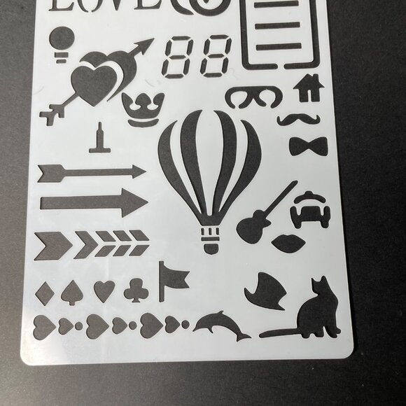 Reusable Art Planner Stencil Speech Bubbles Tear Drop mq Arrows Checklist Hearts - Picture 3 of 3